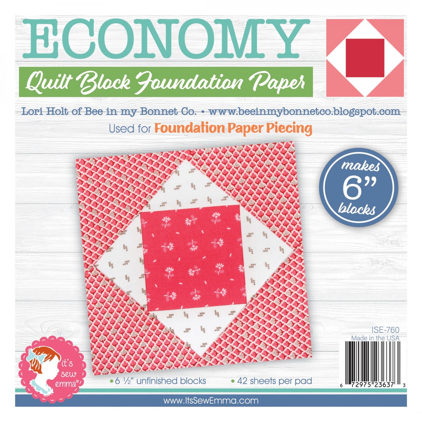 6" Economy Block ✿ Quilt Block Foundation Paper
