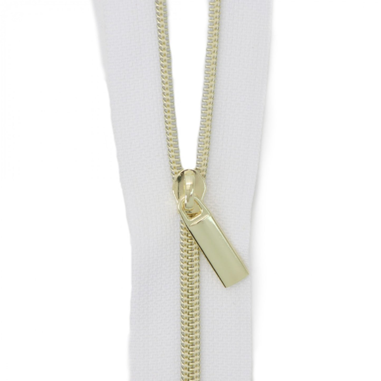 Zipper by the Yard #3 ✿ White & Gold