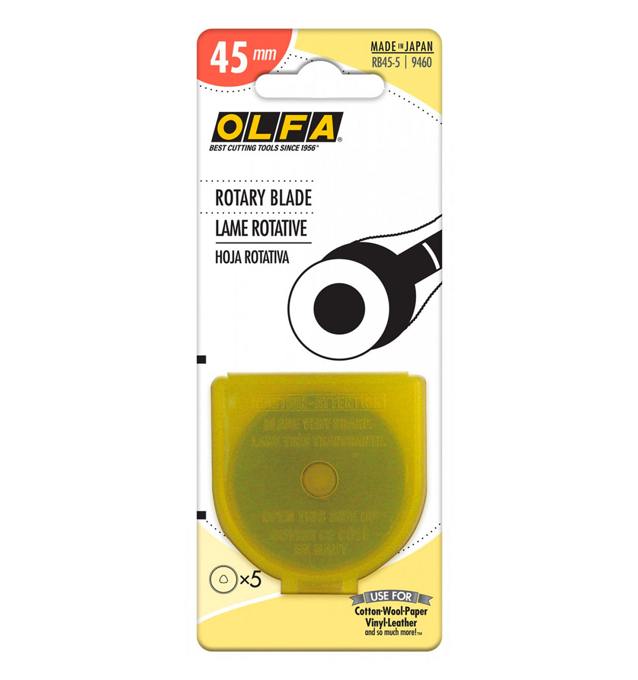 Olfa Rotary Blade Refills, 45mm, Silver - 5 pack