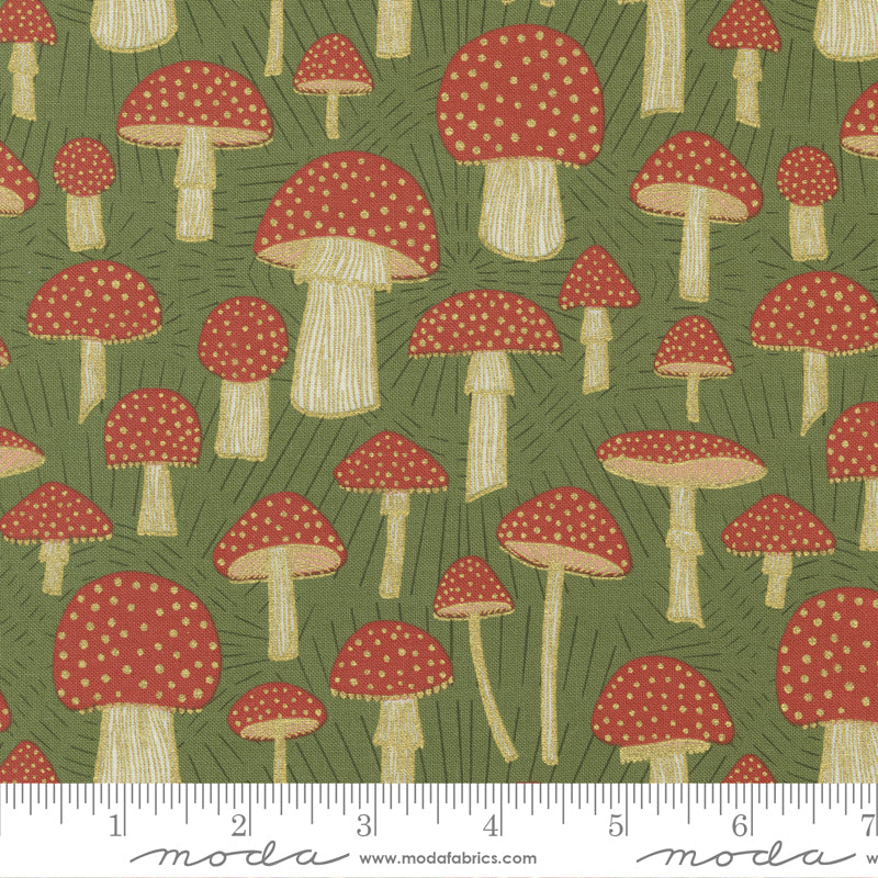 Meadowmere Moda Gingiber Metallic Fern Toadstools