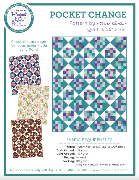 FREE ✿ Moda ✿ Project Jelly Roll 2023 ✿ Pocket Change Quilt Pattern
