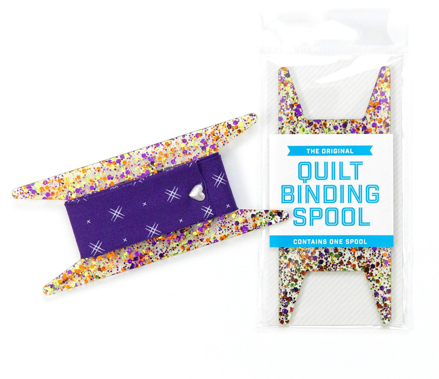 Quilt Binding Spool ✿ Purple, Orange & Green Glitter