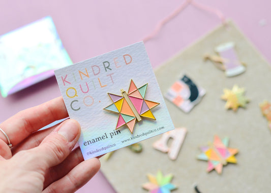 Kindred Quilt Co. ✿ Sawtooth Star Butterfly Enamel Pin